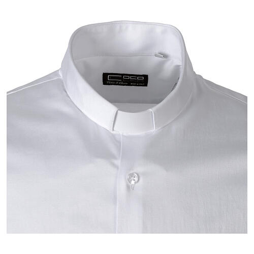 Chemise clergy satin blanche manches longues 100% coton Cococler 3