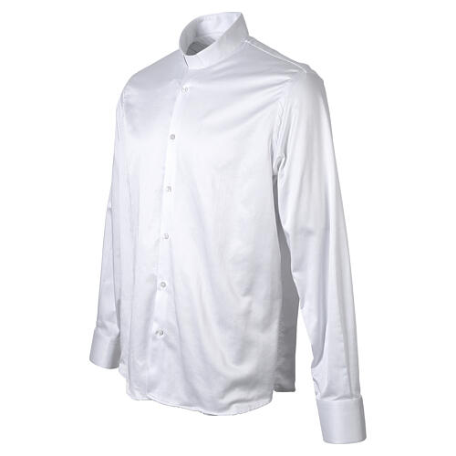 Camicia clergy satin bianco manica lunga 100% cotone Cococler 5