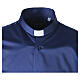 Long-sleeve blue satin clerical shirt in 100% cotton by Cococler s3