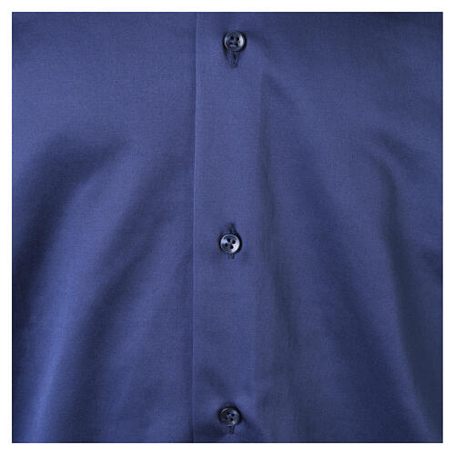 Camisa clergy azul escuro cetim manga comprida 100% algodão Cococler 5