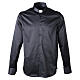Camisa clergy preta cetim Cococler manga comprida 100% algodão s1