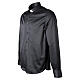 Black Satin Long-Sleeve Clergy Collar Shirt, Cococler 100% Cotton s3