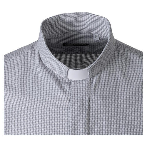 Camicia clergy New Croce grigio misto cotone manica lunga Cococler 3