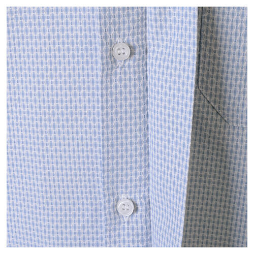 Chemise New Croce col clergy bleu ciel clair manches longues Cococler mélange de coton 5