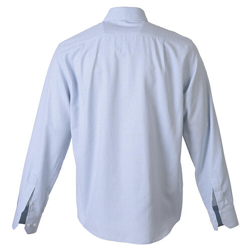 Chemise New Croce col clergy bleu ciel clair manches longues Cococler mélange de coton 7