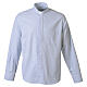 Chemise New Croce col clergy bleu ciel clair manches longues Cococler mélange de coton s1