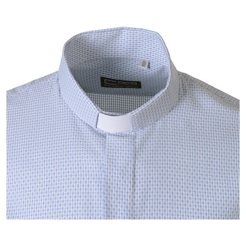 New Cross Clergy Collar Shirt Cococler cotton blend long sleeve light blue 3