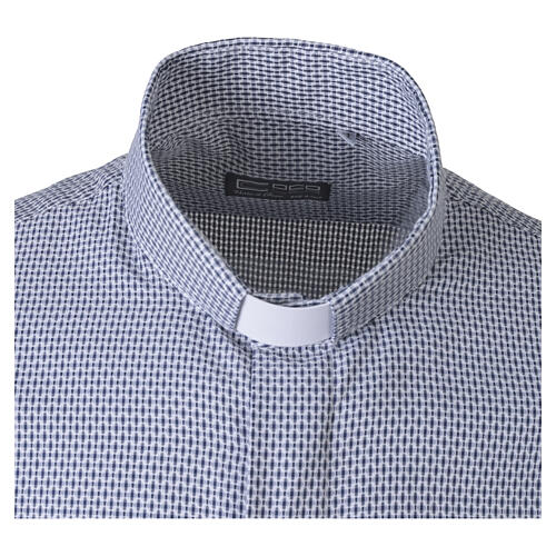 Cococler New Croce clerical shirt, blue cotton-blend, long sleeve 3