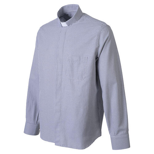 Cococler New Croce clerical shirt, blue cotton-blend, long sleeve 4