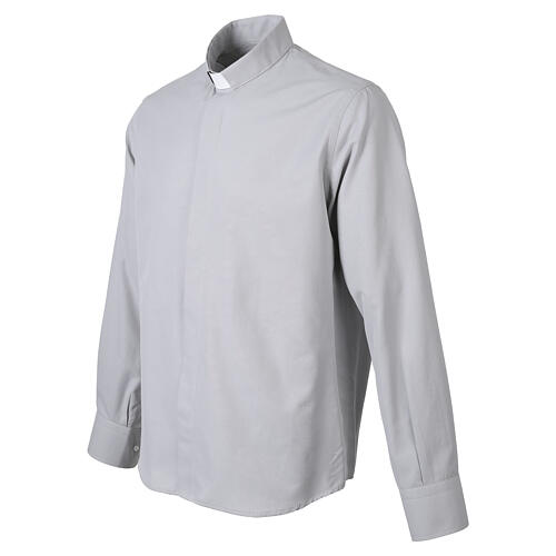 Chemise Roma gris clair Cococler manches longues mélange coton 5