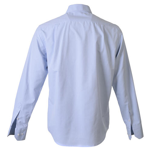 Chemise clergyman bleu ciel Roma manches longues Cococler mélange coton 6