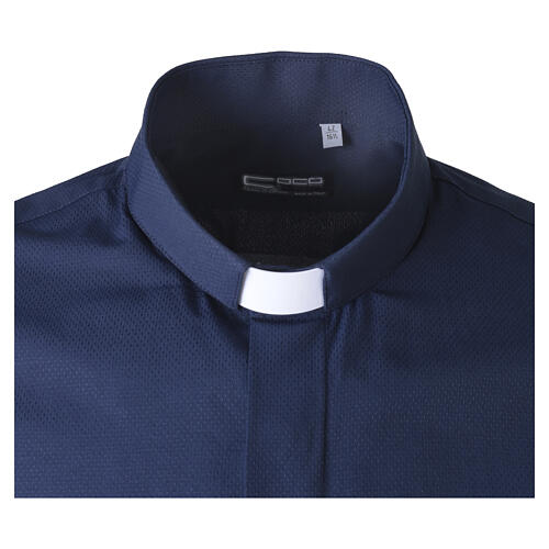 Roma blue long-sleeve clergy shirt, polycotton, Cococler 3
