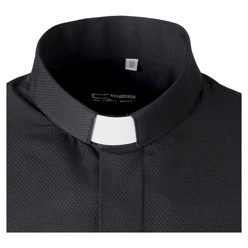 Chemise clergy noire Roma Cococler mélange coton manches longues 3