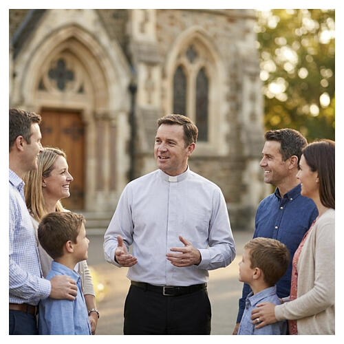 Clergyman's New Jacquard light-grey long-sleeve shirt, cotton‑silk blend, Cococler 2