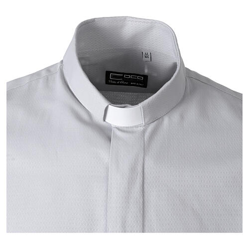 Chemise Clergyman New Jacquard gris clair manches longues Cococler mélange coton-soie 3