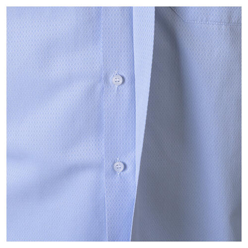Chemise clergyman jacquard bleu ciel Cococler manches longues coton-soie 4