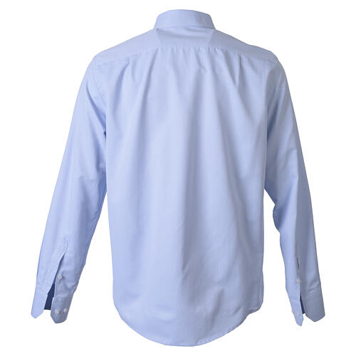 Chemise clergyman jacquard bleu ciel Cococler manches longues coton-soie 7
