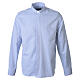 Camisa clergy celeste Jacquard Cococler manga comprida mistura algodão-seda s1
