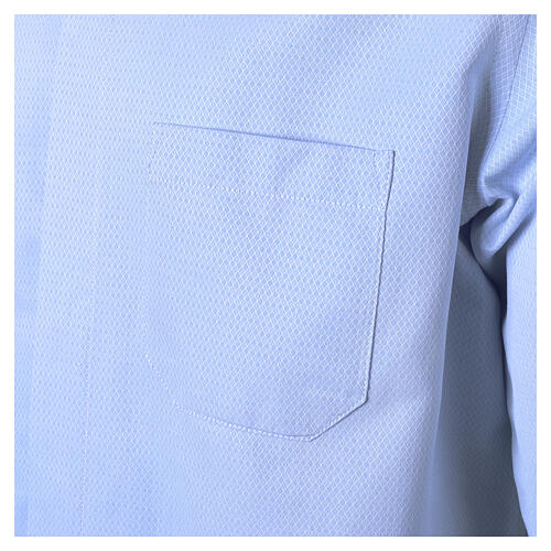 Clergy shirt light blue Jacquard Cococler long sleeve cotton-silk blend 6
