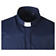 Dark blue jacquard clergyman's shirt, long-sleeved, cotton-silk blend, Cococler s3