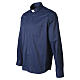 Dark blue jacquard clergyman's shirt, long-sleeved, cotton-silk blend, Cococler s4