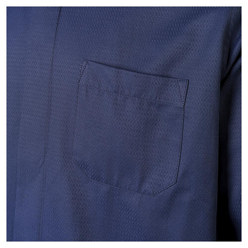 Clergy Long-Sleeve Jacquard Shirt in Dark Blue, Cotton-Silk Blend Cococler 6
