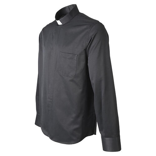 New Jacquard black long sleeve clerical shirt by Cococler, cotton blend 4