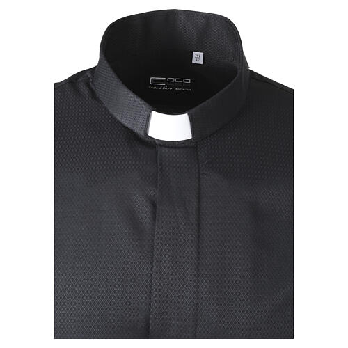 Chemise New Jacquard Clergyman noire manches longues Cococler mélange coton 3