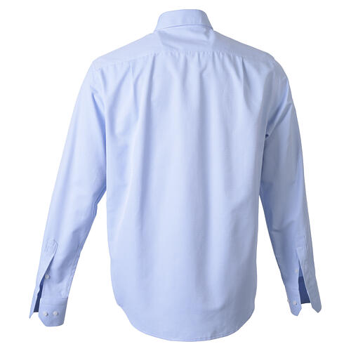 Camisa clerical Iceberg Cococler manga comprida azul claro misto algodão 7