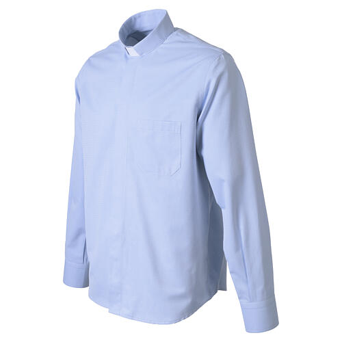 Clergy collar shirt Iceberg Cococler cotton blend long sleeve light blue 4