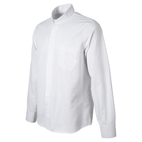 Camisa clergy branca Iceberg manga comprida misto algodão Cococler 5