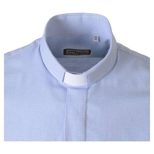Long Sleeve Clergy Collar Shirt Generation Cococler in Light Blue, Cotton Blend 3