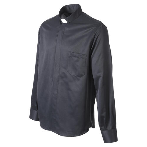 Black Long-Sleeve Clergy Shirt Tab Collar, Exclusive Cococler for Holyart 4