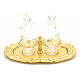 Glass cruets with gold-plated brass tray s5