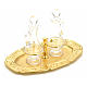Glass cruets with gold-plated brass tray s7