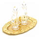Glass cruets with gold-plated brass tray s8