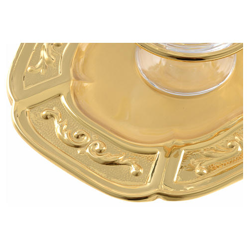 Ampolline vetro piattino ottone dorato 3