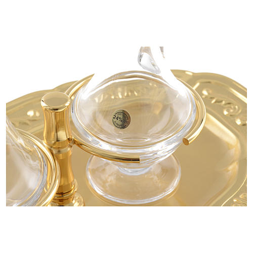 Glass cruets with goldplated brass tray online sales on