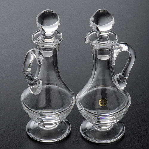 Glass cruet set with silver-plated tray 9