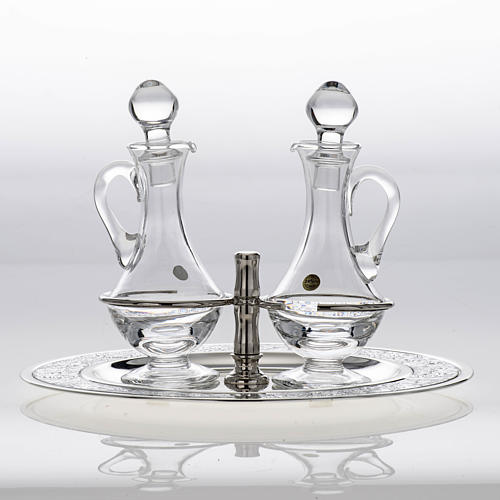 Glass cruet set with silver-plated tray 4