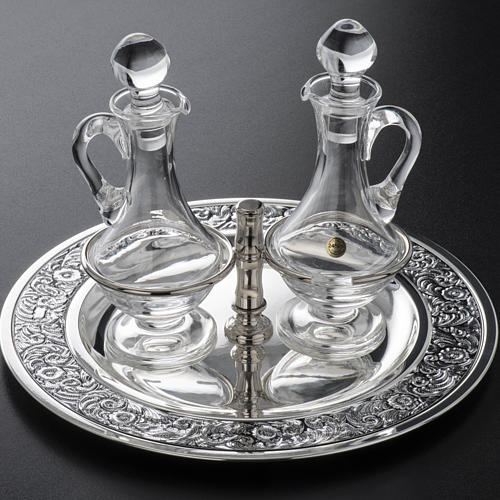 Glass cruet set with silver-plated tray 5