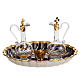Glass cruet set with nickel and gold-plated brass tray and angel s1