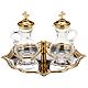 Glass cruet set with nickel and gold-plated brass tray s1