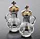 Glass cruet set with nickel and gold-plated brass tray s7