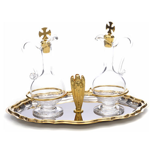 Glass cruet set, angel with joint hands 1