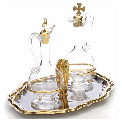 Glass cruet set, angel with joint hands 2