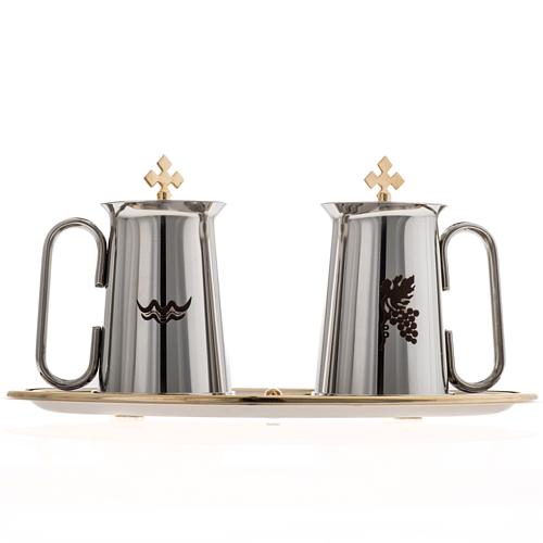 Stainless steel cruet set, water and grapes symbols 2
