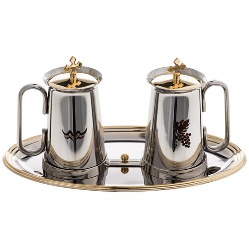 Stainless steel cruet set, water and grapes symbols 1