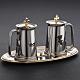Stainless steel cruet set, water and grapes symbols s7