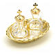 Glass cruet set with silver and gold-plated brass tray s4